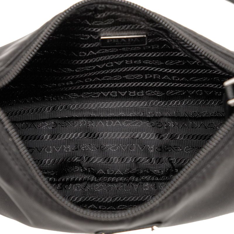 Prada Triangle Logo Plate Mini Handbag Shoulder Bag 1ne515 Black Nylon Women