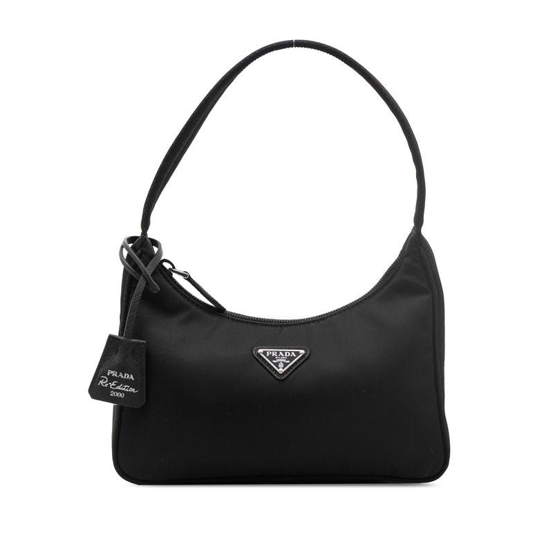 Prada Triangle Logo Plate Mini Handbag Shoulder Bag 1ne515 Black Nylon Women