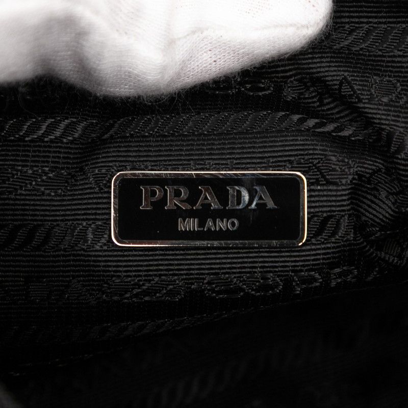 Prada Triangle Logo Plate Mini Handbag Shoulder Bag 1ne515 Black Nylon Women