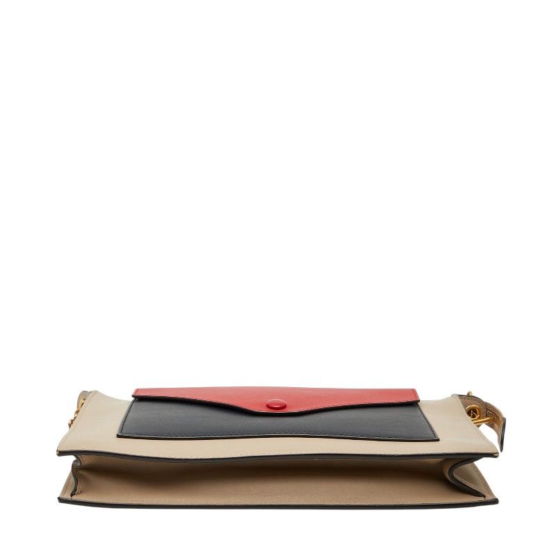 Celine Pocket Chain Shoulder Bag Beige Red Navy Leather Women's Celine