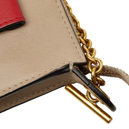 Celine Pocket Chain Shoulder Bag Beige Red Navy Leather Women's Celine