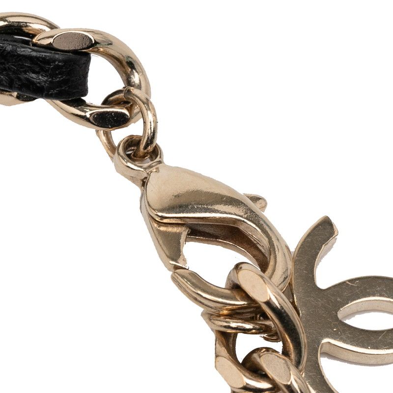 Chanel Coco Mark Matelasse Gold Black Plated Leather Women's Chanel