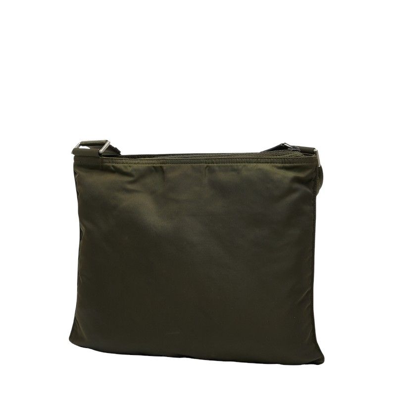 Prada Triangle Logo Plate Crossbody Shoulder Bag Khaki Nylon Women Prada