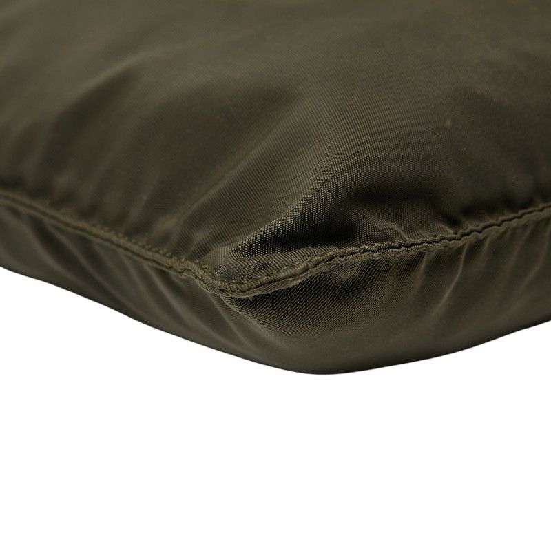 Prada Triangle Logo Plate Crossbody Shoulder Bag Khaki Nylon Women Prada