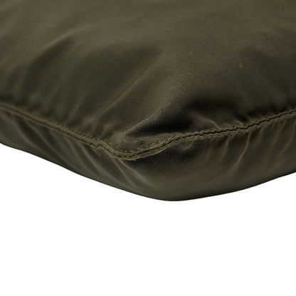 Prada Triangle Logo Plate Crossbody Shoulder Bag Khaki Nylon Women Prada