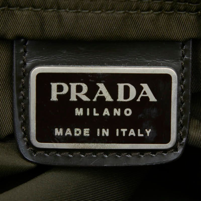 Prada Triangle Logo Plate Crossbody Shoulder Bag Khaki Nylon Women Prada