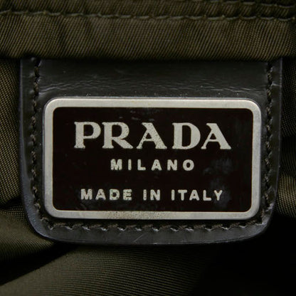 Prada Triangle Logo Plate Crossbody Shoulder Bag Khaki Nylon Women Prada