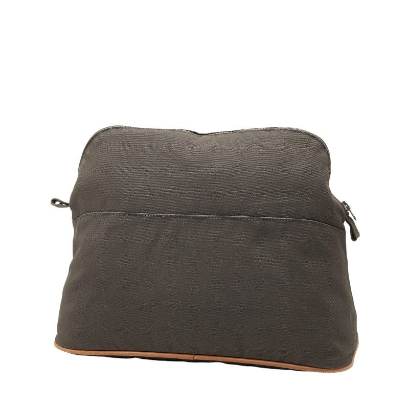 Hermes Bolide Pouch GM Gray Brown Cotton Women Hermes