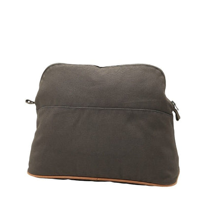 Hermes Bolide Pouch GM Gray Brown Cotton Women Hermes