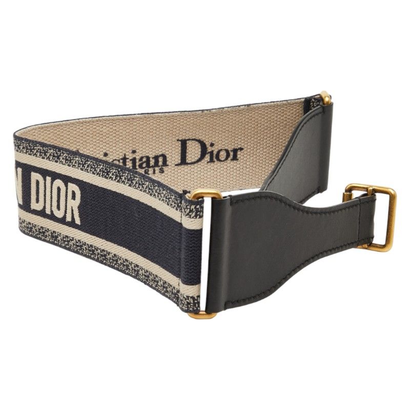 Dior Belt Size: 75 Navy Beige Canvas Leather Women's Dior