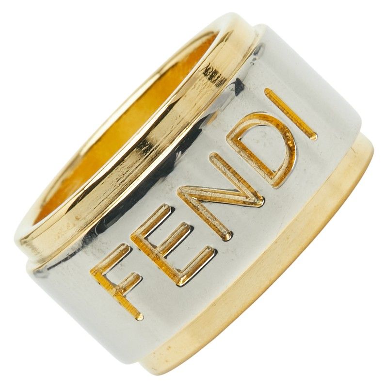 Fendi Logo Gold Silver Plated Metal Ladies Fendi