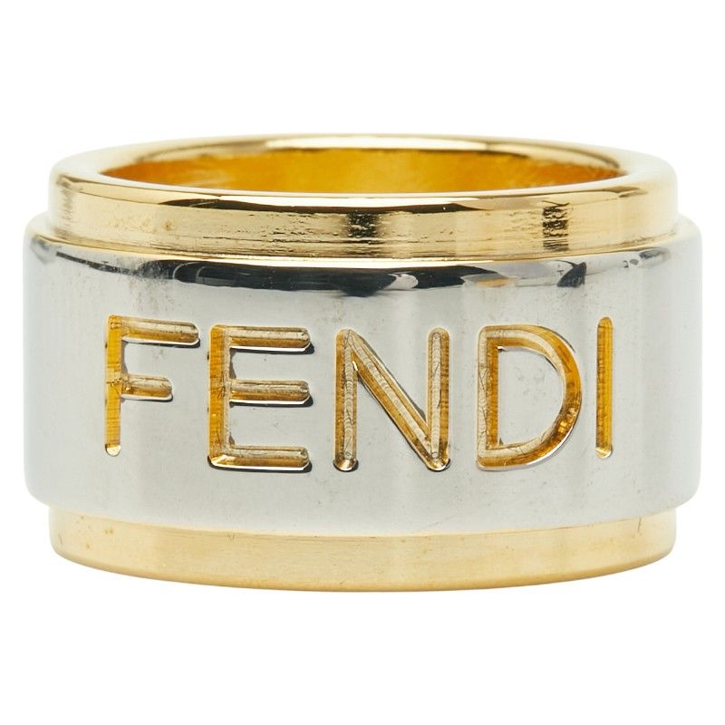Fendi Logo Gold Silver Plated Metal Ladies Fendi