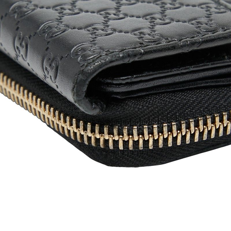 Gucci Micro Guccissima Round Zipper Long Wallet 449364 Black Leather Ladies