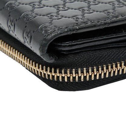 Gucci Micro Guccissima Round Zipper Long Wallet 449364 Black Leather Ladies