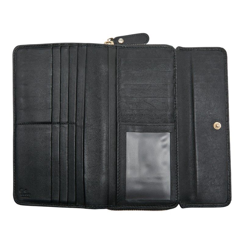 Gucci Micro Guccissima Round Zipper Long Wallet 449364 Black Leather Ladies