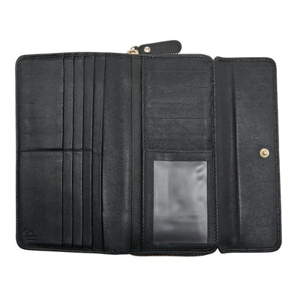 Gucci Micro Guccissima Round Zipper Long Wallet 449364 Black Leather Ladies
