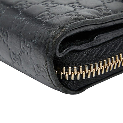 Gucci Micro Guccissima Round Zipper Long Wallet 449364 Black Leather Ladies