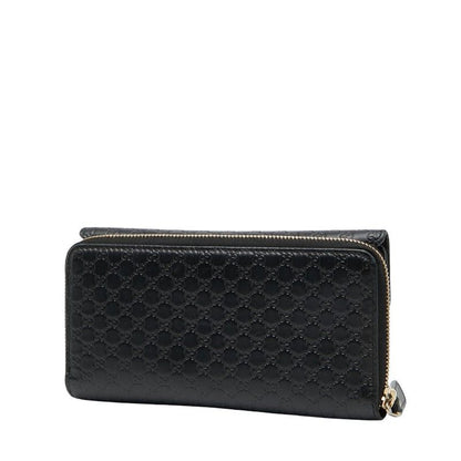 Gucci Micro Guccissima Round Zipper Long Wallet 449364 Black Leather Ladies