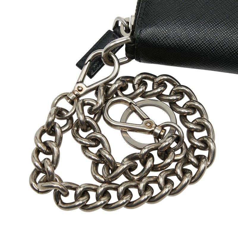 Prada Chain Long Wallet 2ml317 Black Saffiano Leather Women Prada