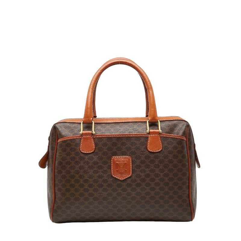 Celine Macadam Handbag Mini Boston Bag Brown PVC Leather Women Celine