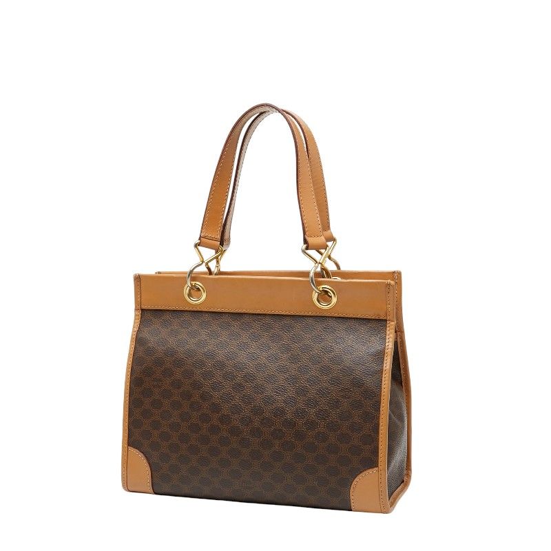 Celine Macadam Brown Beige PVC Leather Women's Celine