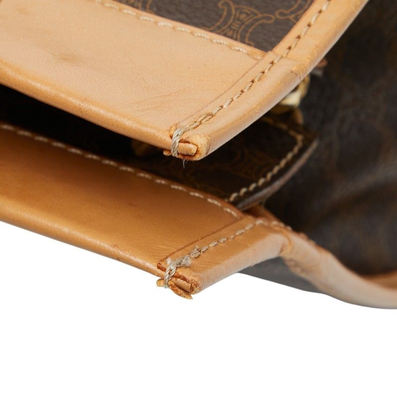 Celine Macadam Brown Beige PVC Leather Women's Celine