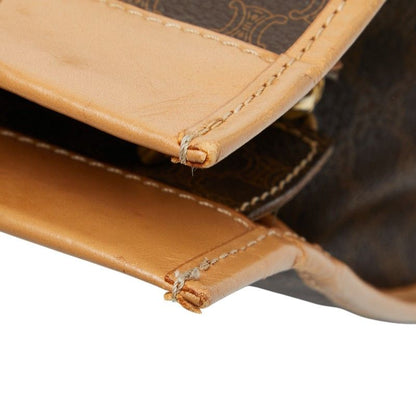 Celine Macadam Brown Beige PVC Leather Women's Celine