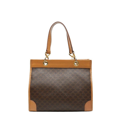 Celine Macadam Brown Beige PVC Leather Women's Celine