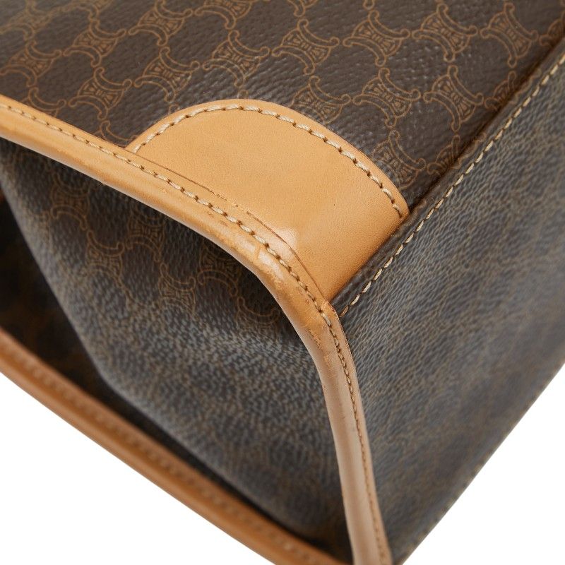 Celine Macadam Brown Beige PVC Leather Women's Celine