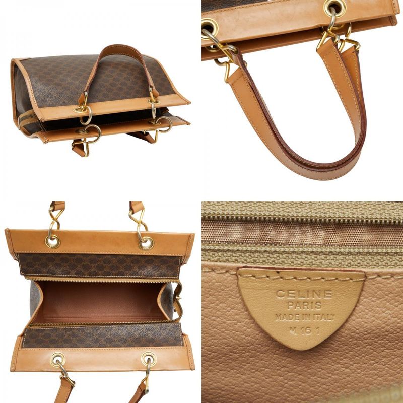 Celine Macadam Brown Beige PVC Leather Women's Celine