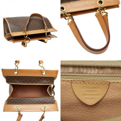 Celine Macadam Brown Beige PVC Leather Women's Celine