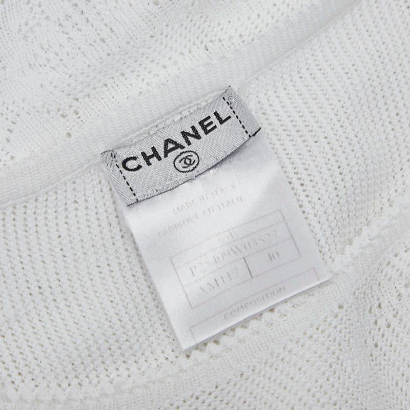 Chanel Vintage Knit Size 40 White Rayon Women's Chanel