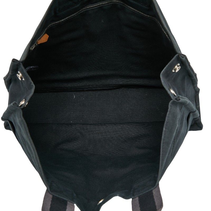 Hermes Fourre Tout MM Tote Handbag Black Gray Canvas Women Hermes