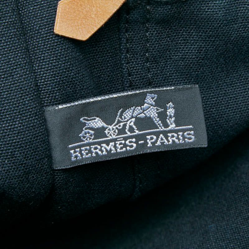 Hermes Fourre Tout MM Tote Handbag Black Gray Canvas Women Hermes