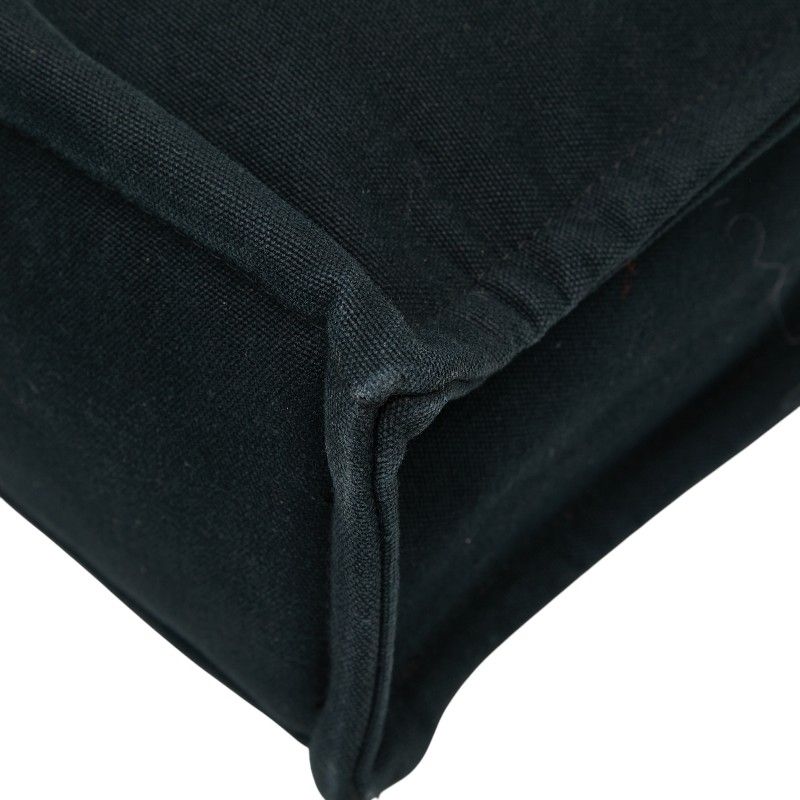 Hermes Fourre Tout MM Tote Handbag Black Gray Canvas Women Hermes