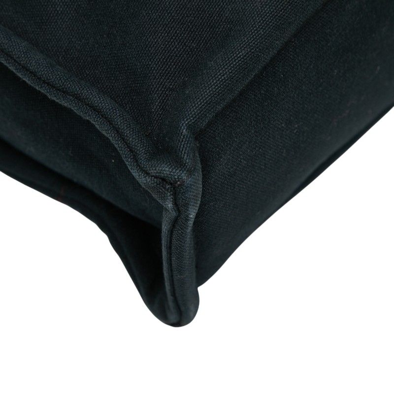 Hermes Fourre Tout MM Tote Handbag Black Gray Canvas Women Hermes