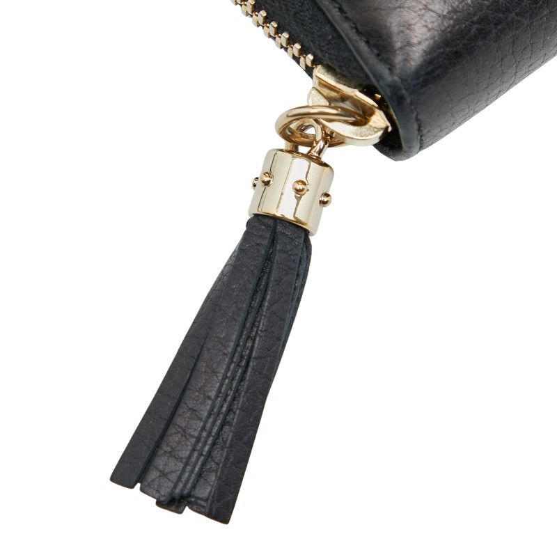 Gucci Interlocking G Soho Round Zipper Long Wallet 308004 Navy Leather Women's