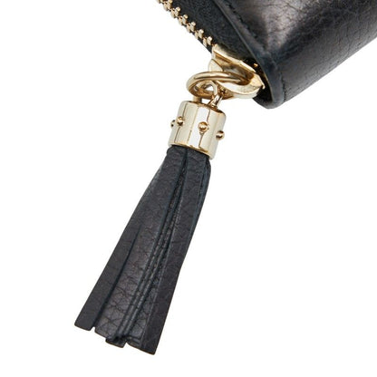 Gucci Interlocking G Soho Round Zipper Long Wallet 308004 Navy Leather Women's