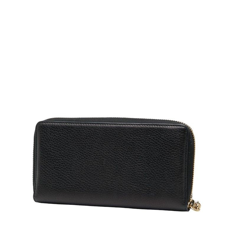 Gucci Interlocking G Soho Round Zipper Long Wallet 308004 Navy Leather Women's