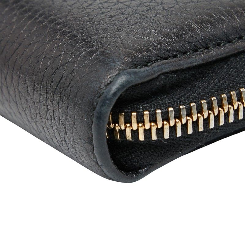 Gucci Interlocking G Soho Round Zipper Long Wallet 308004 Navy Leather Women's