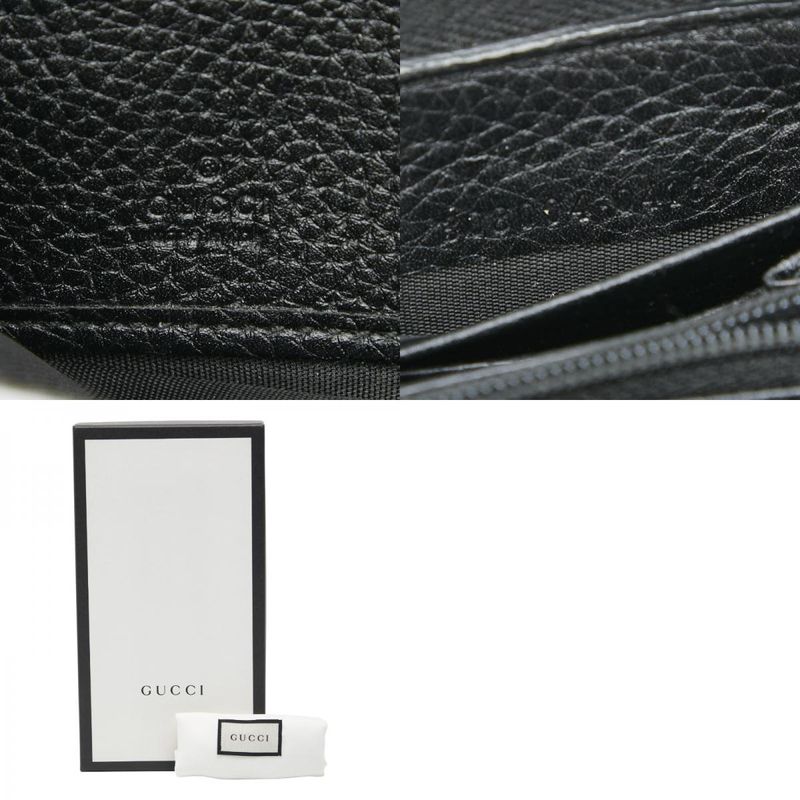 Gucci Interlocking G Soho Round Zipper Long Wallet 308004 Navy Leather Women's