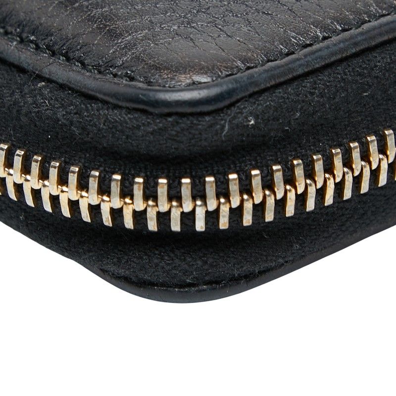 Gucci Interlocking G Soho Round Zipper Long Wallet 308004 Navy Leather Women's