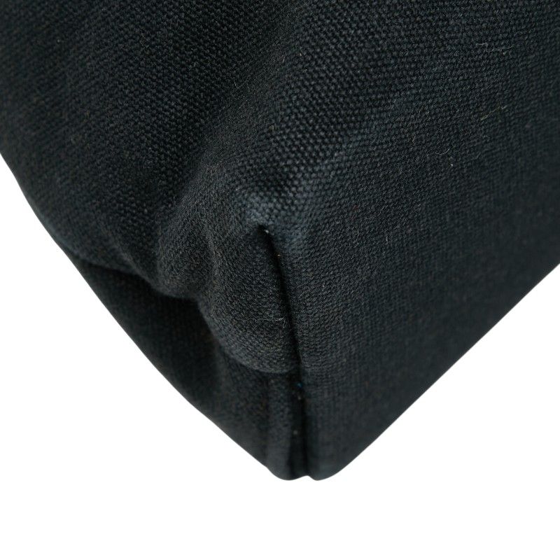 Hermes Troca Horizontal MM Tote Handbag Black Brown Canvas Leather Women Hermes