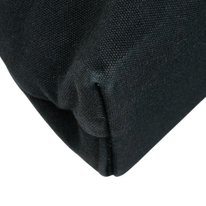 Hermes Troca Horizontal MM Tote Handbag Black Brown Canvas Leather Women Hermes