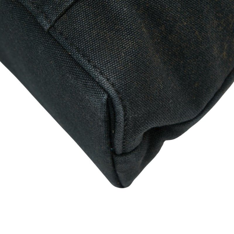 Hermes Troca Horizontal MM Tote Handbag Black Brown Canvas Leather Women Hermes