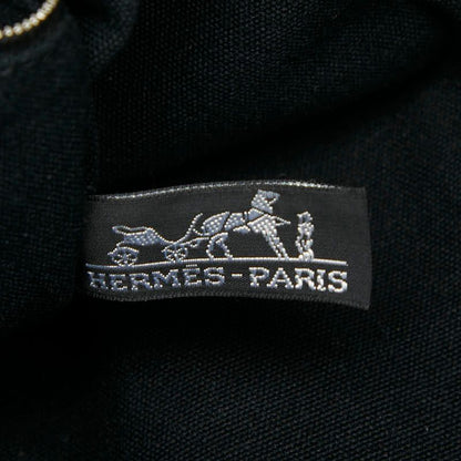 Hermes Troca Horizontal MM Tote Handbag Black Brown Canvas Leather Women Hermes