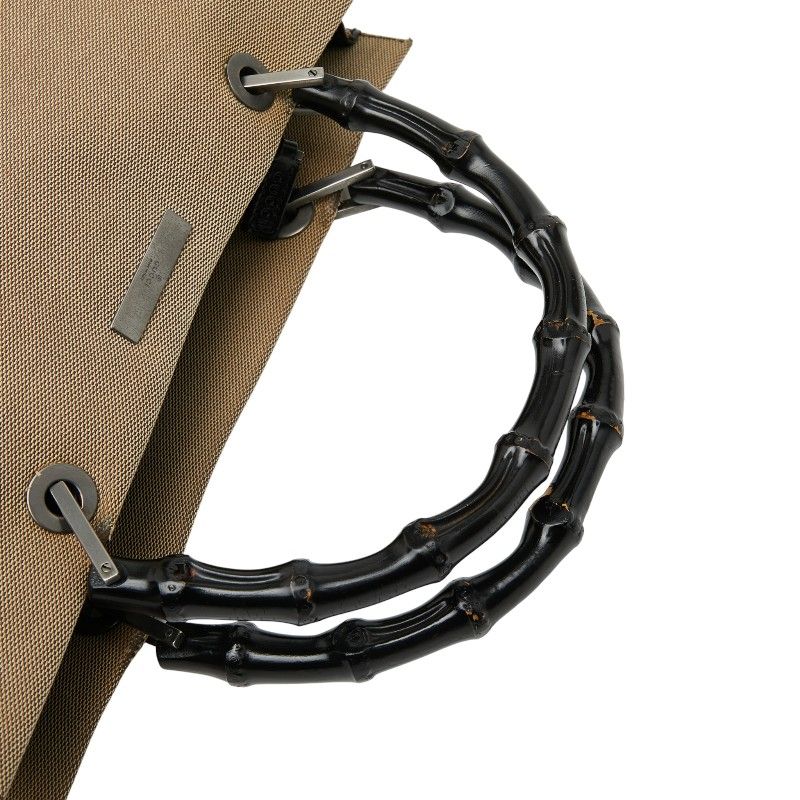 Gucci Bamboo Tote Handbag 002 1010 Beige Black Canvas Ladies Gucci