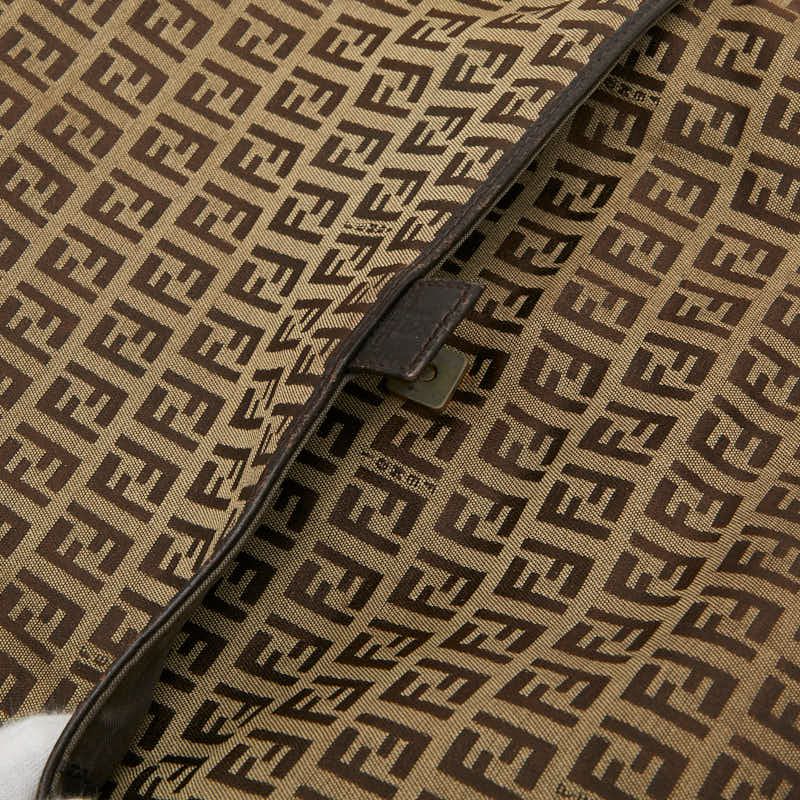 Fendi Zucchino Crossbody Shoulder Bag 8bt151 Beige Brown Canvas Leather Women