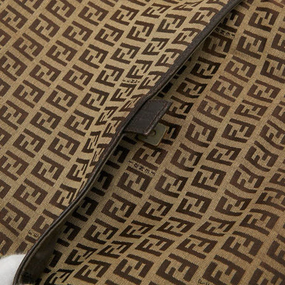Fendi Zucchino Crossbody Shoulder Bag 8bt151 Beige Brown Canvas Leather Women