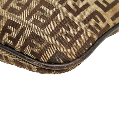 Fendi Zucchino Crossbody Shoulder Bag 8bt151 Beige Brown Canvas Leather Women